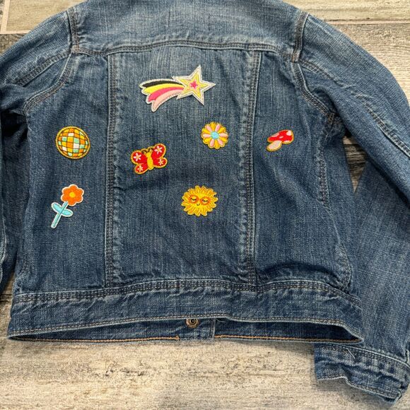 Baby Gap 1969 Denim Jean Jacket Snaps Patches Upcycled Girls 5 yrs Cotton Wash - Picture 9 of 9